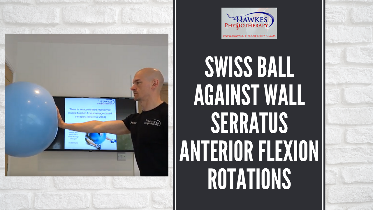 Swiss ball against wall Serratus Anterior flexion rotations